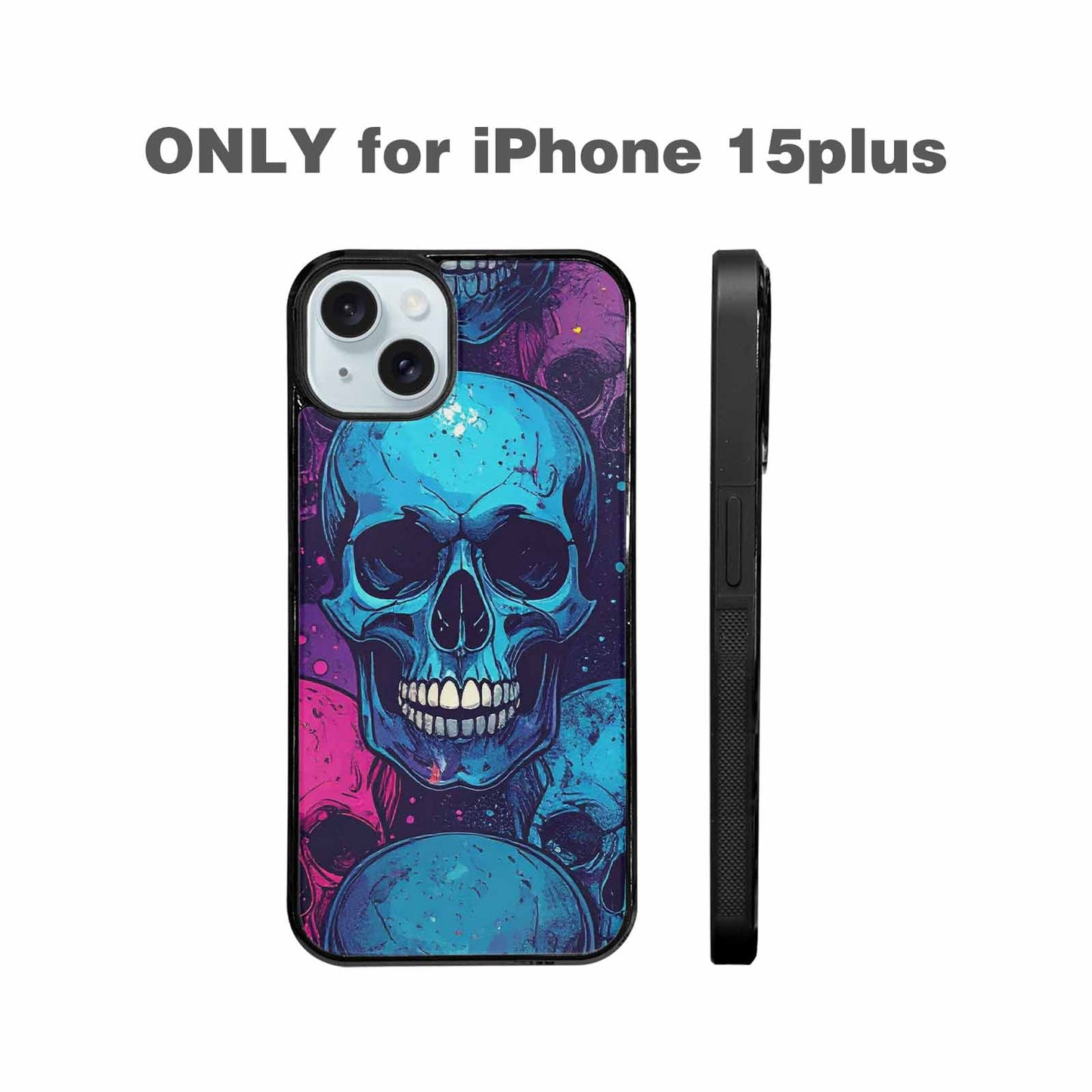iPhone 15 Plus Case — Skulls Splatter Comic Custom, Custom Art Phone Cover