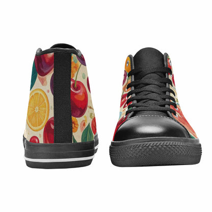 WOMEN'S Cherry Fruit Print High Top Canvas Cottagecore Custom Shoes