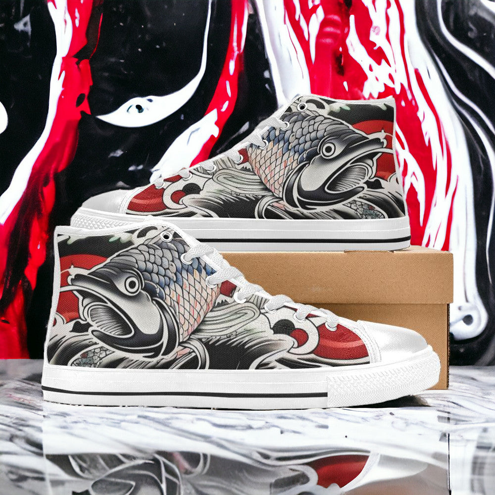 Cherry Blossom Neon Electric Unique MEN Bold Art - Freaky Shoes | Custom Art Sneakers