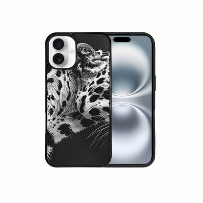iPhone 16 Plus Case — Leopard Print Black And White Style, Customized Protective Case