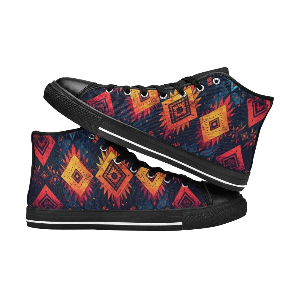 Wild Tribal Ripple 2 Women's High Top Canvas Shoes
