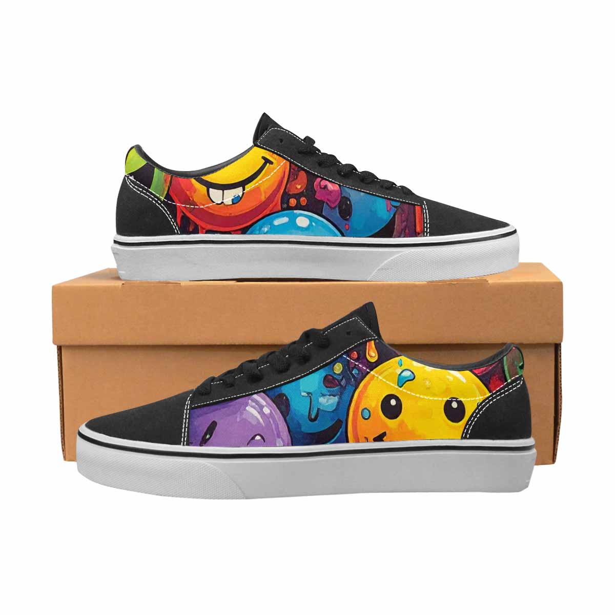 WOMEN'S Melting Moon Smiley Lace-Up Canvas Aesthetic Shoes