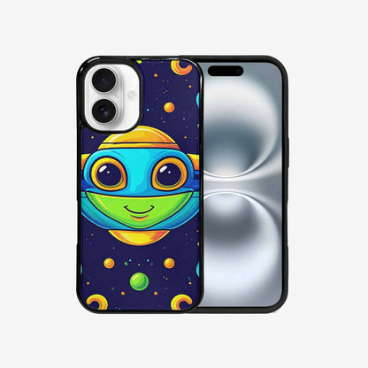 iPhone 16 Case — Alien Ufo Cartoon Art Pattern, Custom Art Phone Cover