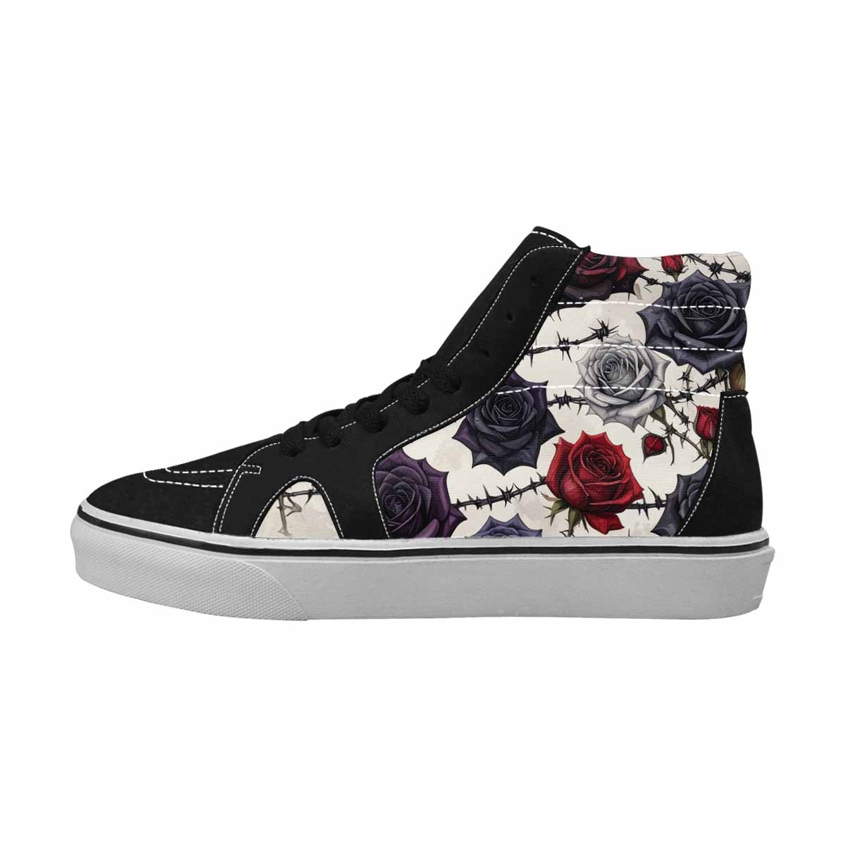 WOMEN'S Black Gothic Rose High Top Canvas Vivid Sneakers