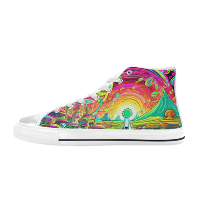 WOMEN'S Trippy Freestyle Art Designs High Top Canvas Vibrant Chaos Custom Sneakers