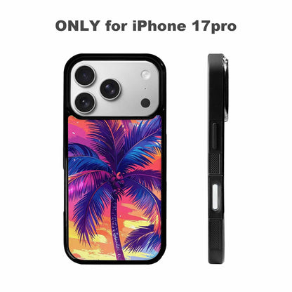 iPhone 17 Pro Case — Chrome Bling Palm Tree Original Art, Custom Made Phone Cover