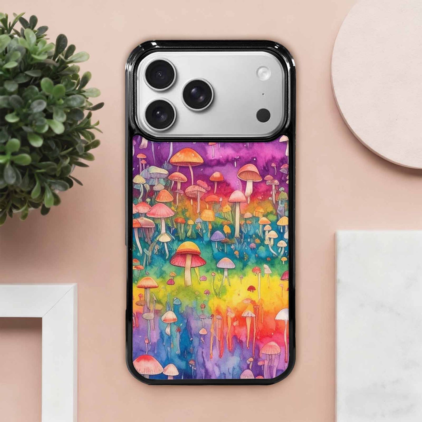 iPhone 17 Pro Max Case — Mushrooms Tie Dyemushrooms Pat Tie Dye, Customized Protective Case