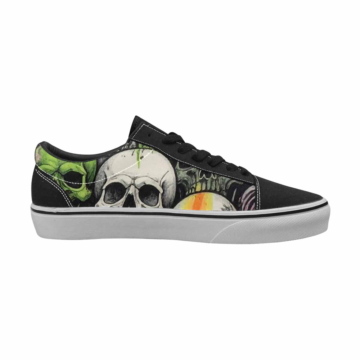 WOMEN'S Rainbow From Skull S Lace-Up Canvas Wallpaper Art Custom Sneakers