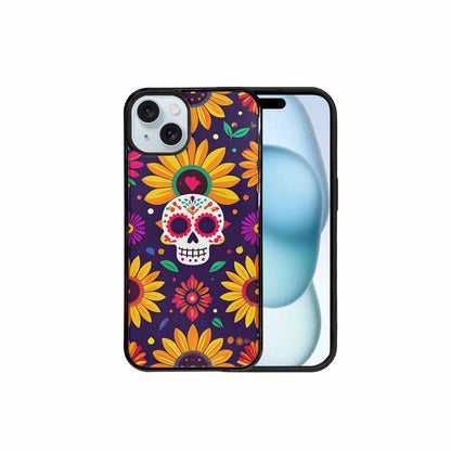 iPhone 15 Plus Case — Sunflowers Hundreds Of Skulls Art Seamless, Unique Phone Case Design