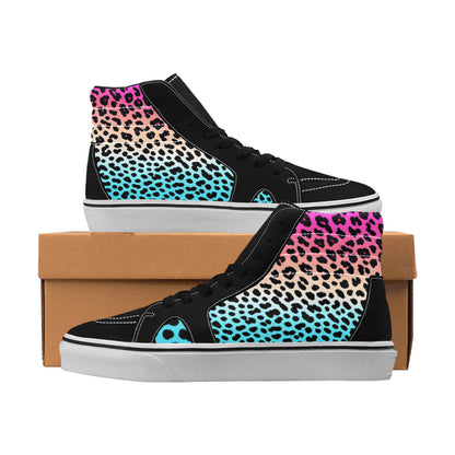 MEN'S Gradient Leopard Print High Top Skateboarding Vivid Sneakers