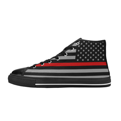 MEN'S Thin Red Line Flag High Top Canvas Y2K Shoes