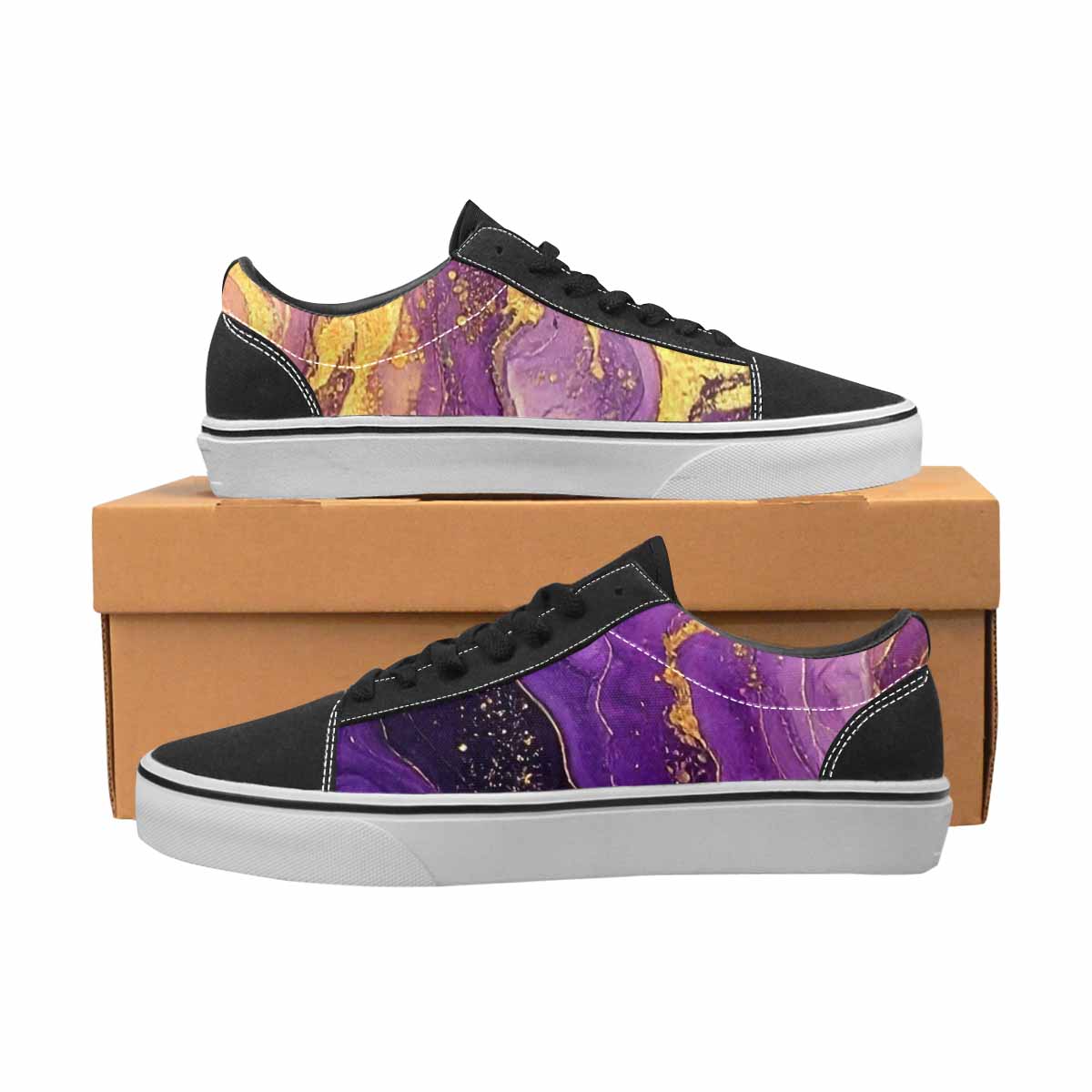 WOMEN'S Starry Night Nebula Brushstroke Canvas Lace-Up Neon Fantasy Sneakers