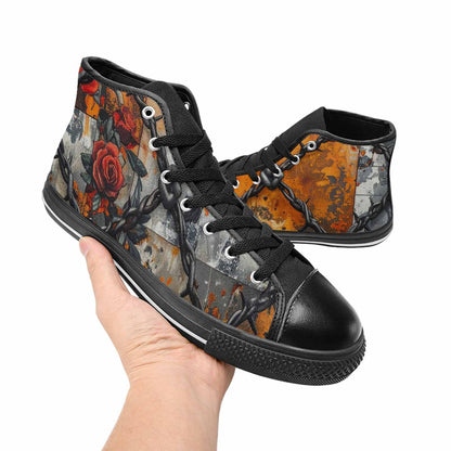 MEN'S Barbed Wire Chain High Top Canvas Vivid Custom Sneakers
