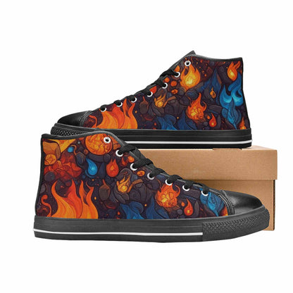 MEN'S Fire Flame High Top Canvas Vivid Custom Shoes