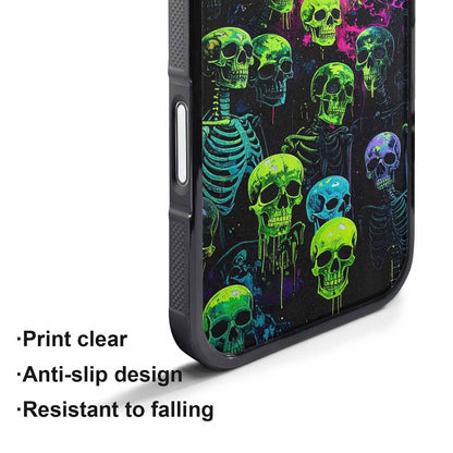 iPhone 17 Pro Max Case — Skeletons Neon Green Original Art, Custom Art Phone Cover