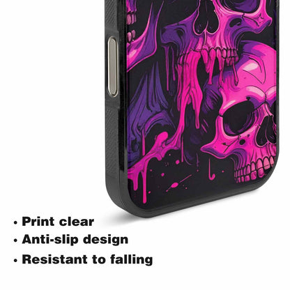 iPhone 16 Pro Max Case — Pink Purple Skeletons Neon Drip Melting, Custom Phone Case