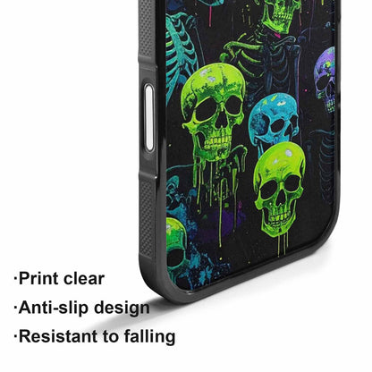 iPhone 17 Case — Skeletons Neon Green Original Art, Personalized Phone Case