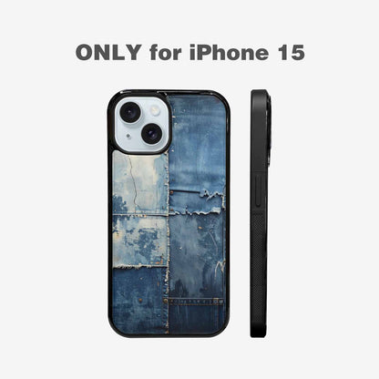 iPhone 15 Case — Denim Distressed Textures Print Edge To, Custom Print Case Cover