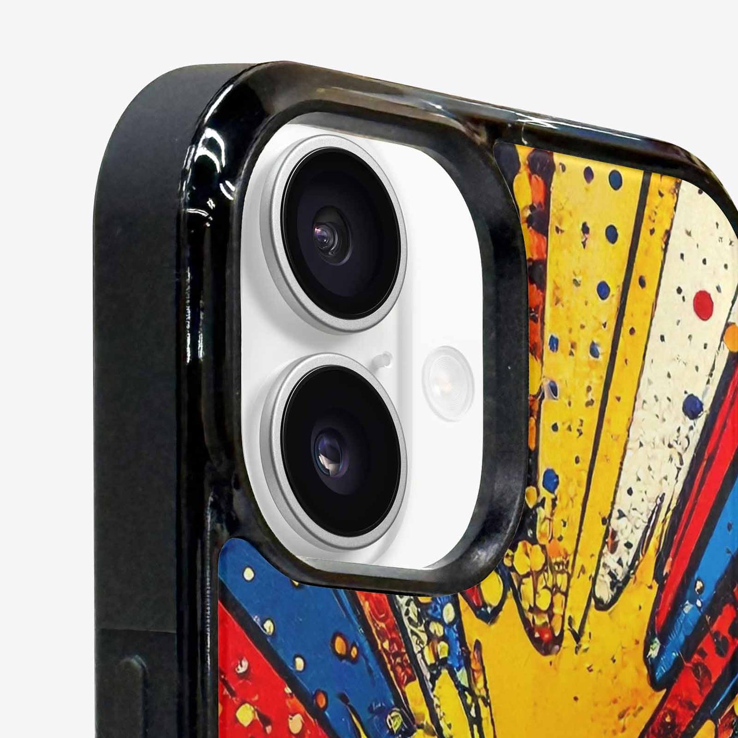 iPhone 16 Plus Case — Comic Halftone Comic Bursts Pattern Hundreds, Custom Print Case Cover