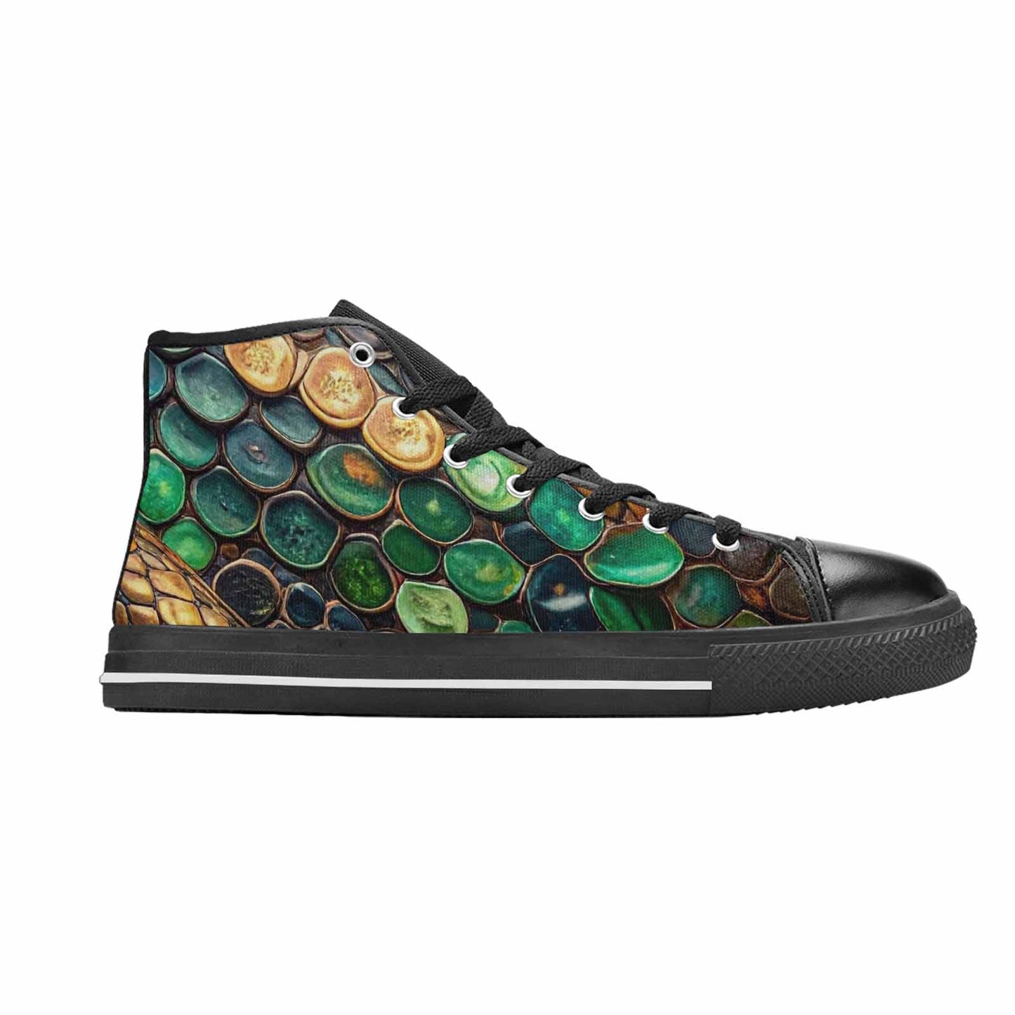 MEN'S Snake Skin Reptile High Top Canvas Wallpaper Art Custom Sneakers