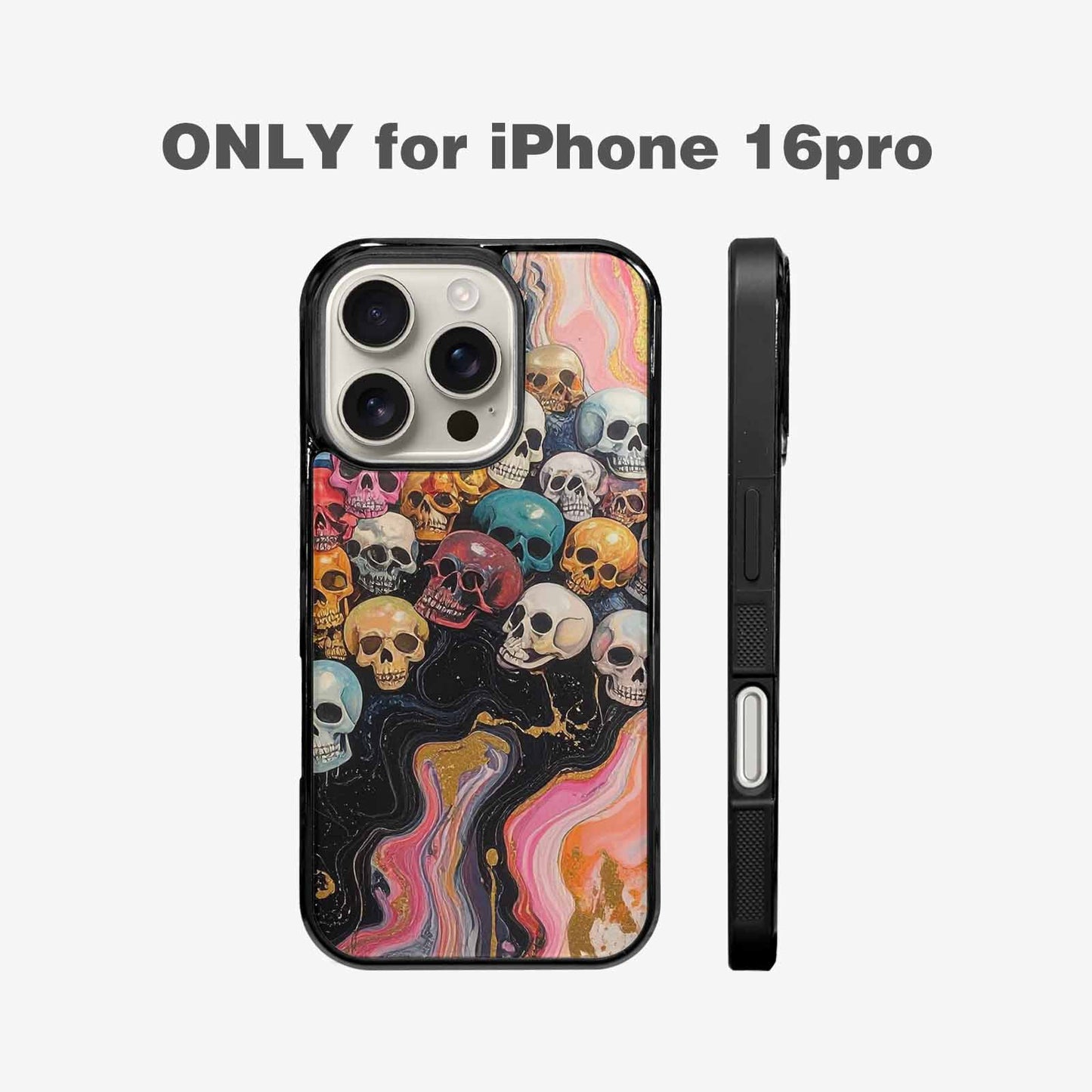iPhone 16 Pro Case — Skulls Marbleskulls Pattern, Custom Designed Case Cover
