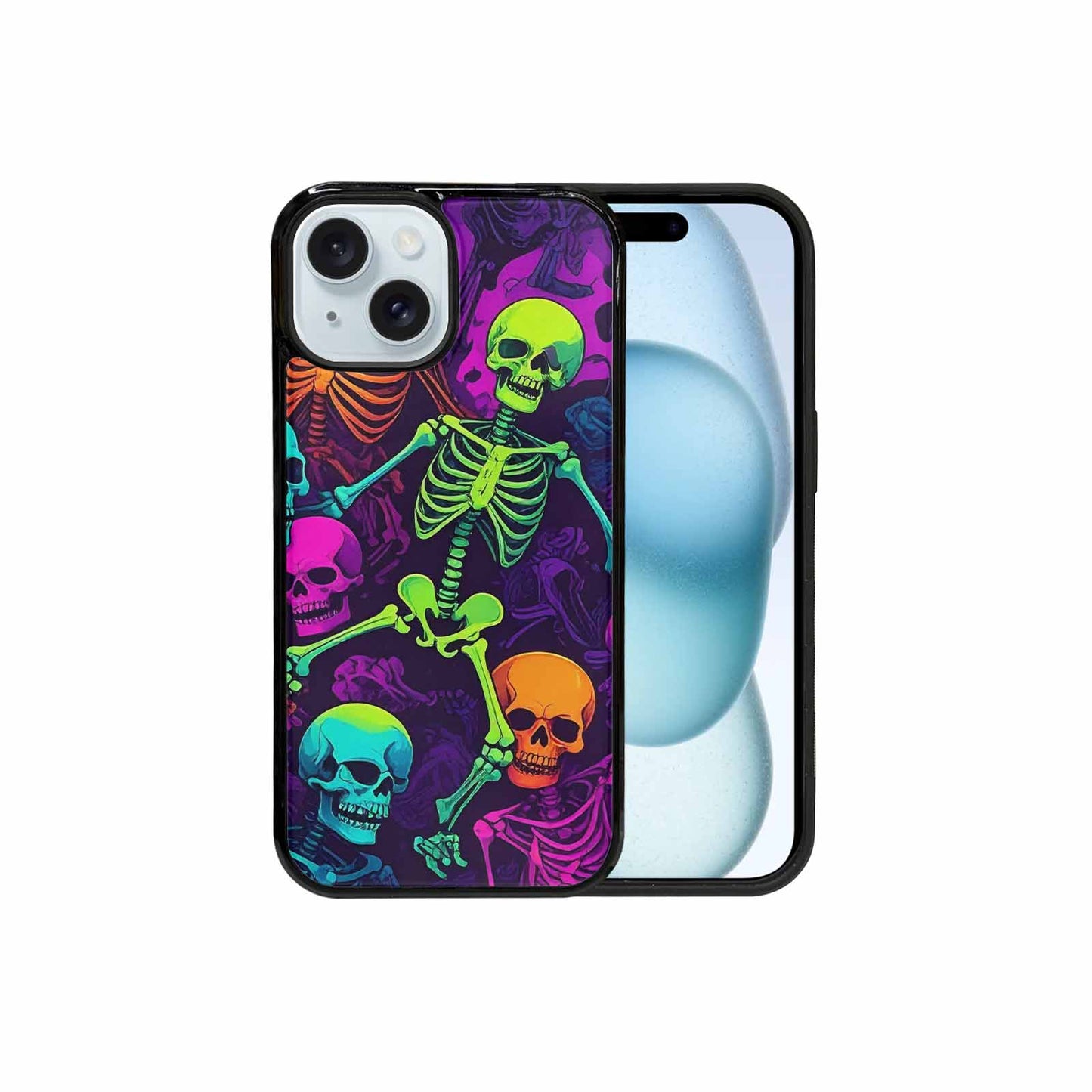iPhone 15 Case — Glowing Skeleton Pattern Hundreds Of Small, Custom Printed Phone Case