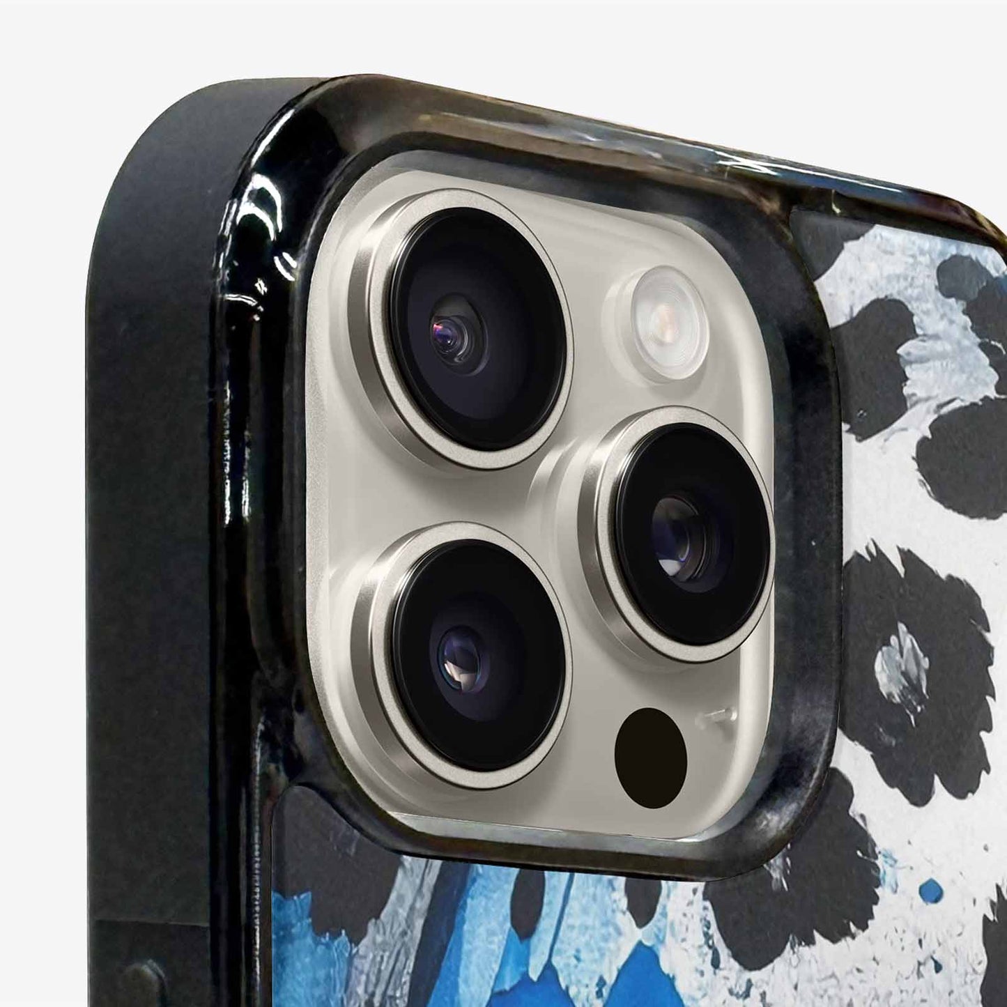 iPhone 15 Pro Max Case — Animal Print Black Blue Ink Animal, Custom Art Phone Cover