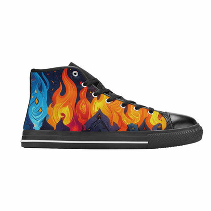 WOMEN'S Fire Flame High Top Canvas Dreamcore Custom Sneakers