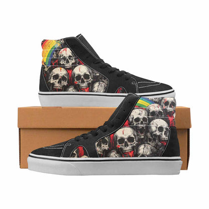 WOMEN'S Skulls Black & Red Ink High Top Canvas Made To Order Wallpaper Art Shoes
