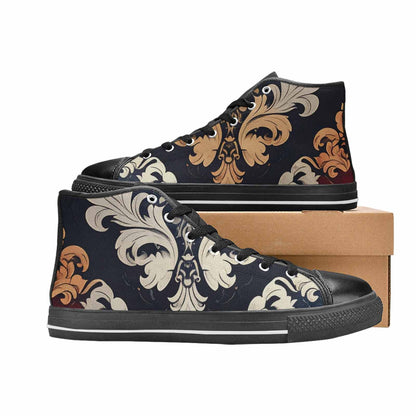 MEN'S Damask Ornamental Wallpaper High Top Canvas Grunge Custom Sneakers