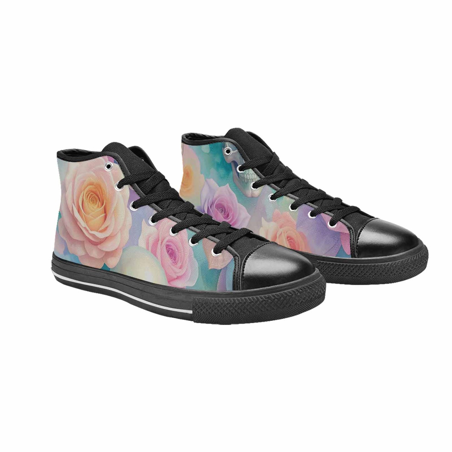 WOMEN'S Skulls Roses Candy Airbrush High Top Canvas Dreamcore Custom Shoes