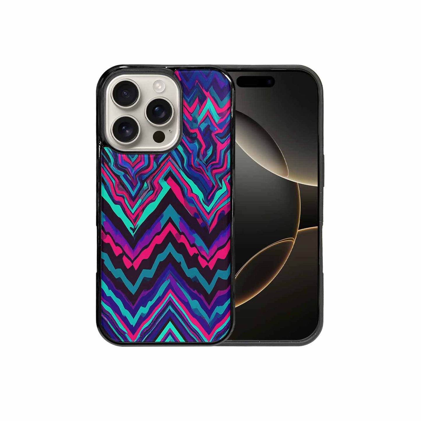 iPhone 16 Pro Case — Psychedelic Chevron Vortex, Custom Printed Phone Case