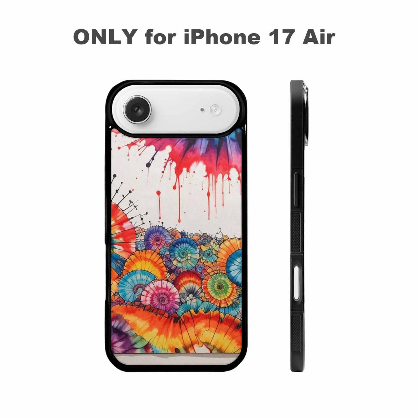 iPhone 17 Air Case — Tie Dye Swirls Black Red Tie, Customized Protective Case