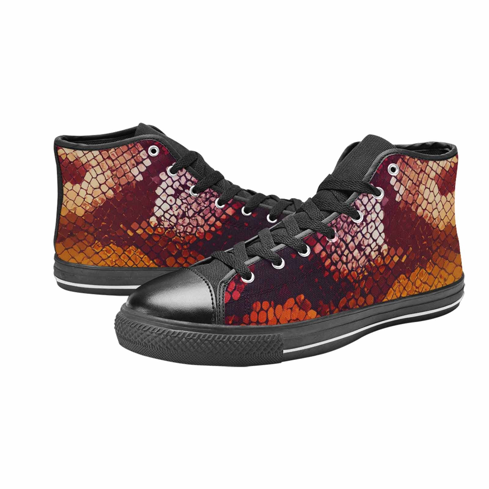 WOMEN'S Dark Snake Print High Top Canvas Dark Academia Custom Shoes