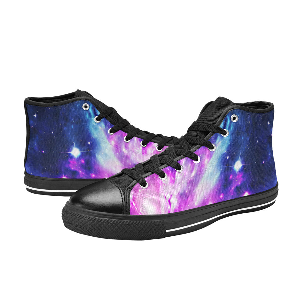 WOMEN'S Cc Galaxy Art Out High Top Canvas Vibrant Chaos Custom Shoes