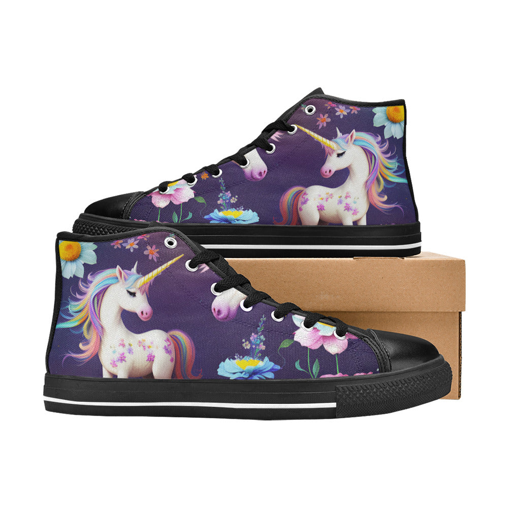 WOMEN'S Unicorns Please High Top Canvas Aesthetic Custom Shoes