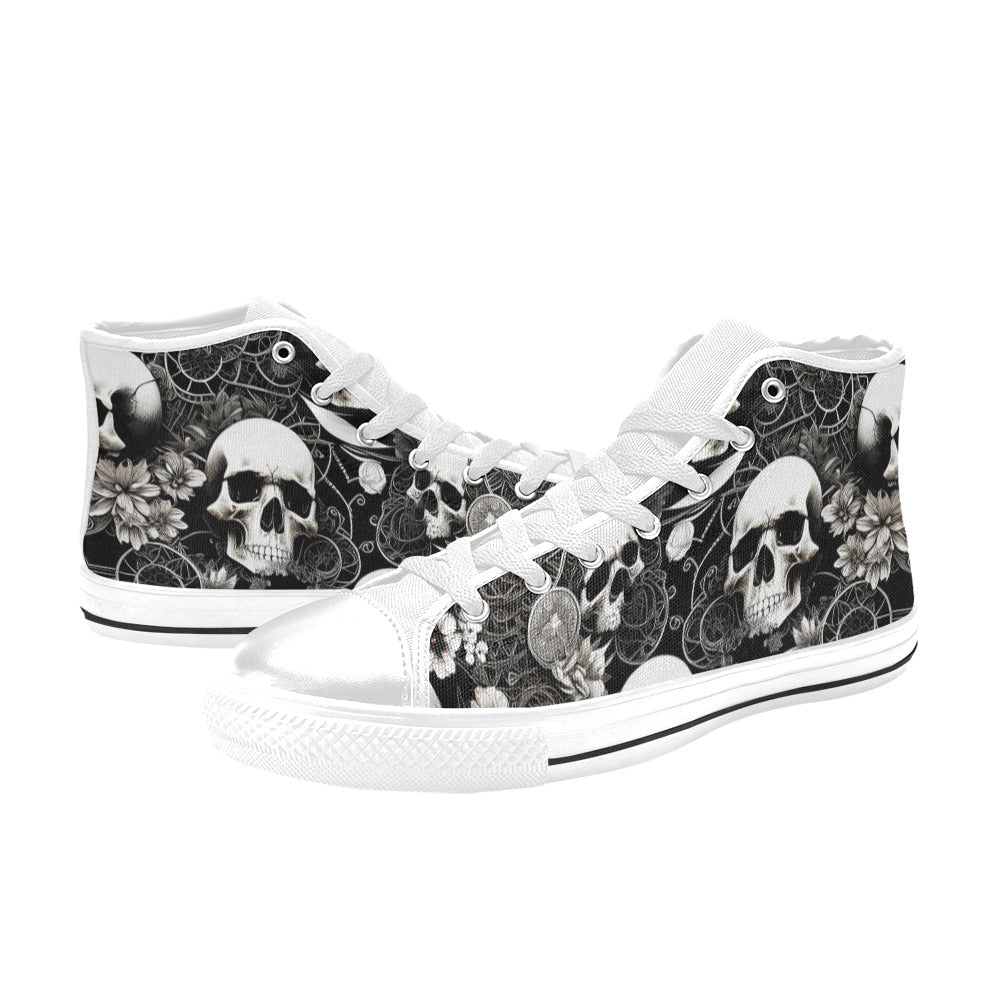 WOMEN'S Skulls Love High Top Canvas Vibrant Chaos Shoes