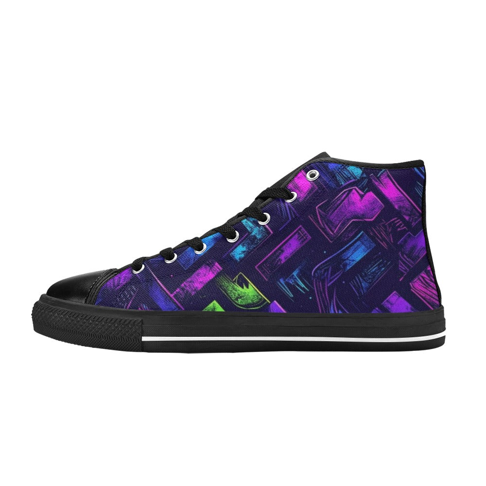 MEN'S Electric Houndstooth Dream 1 High Top Canvas Grunge Shoes