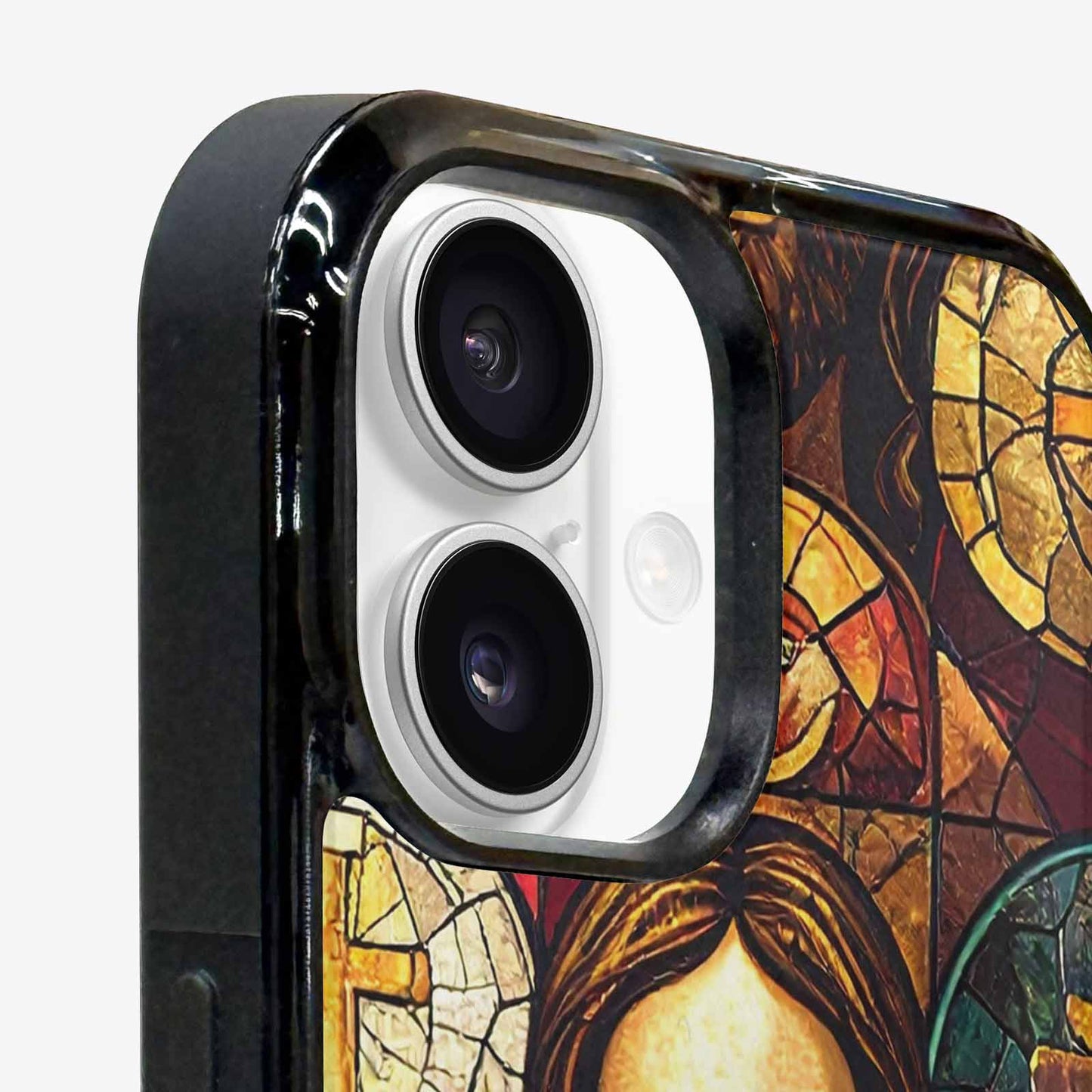 iPhone 16 Case — Jesus Face Small Cross And Faith, Custom Designed Case Cover