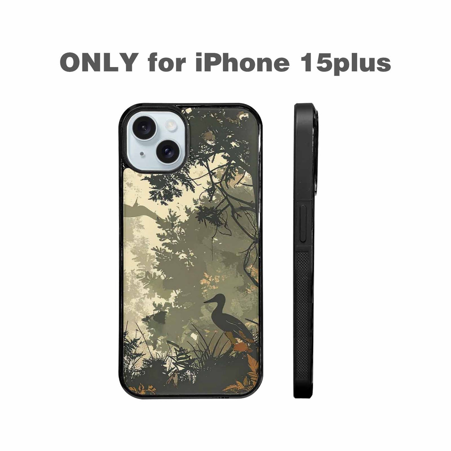 iPhone 15 Plus Case — Hunting Camouflage Pattern With Deer And, Custom Print Case Cover