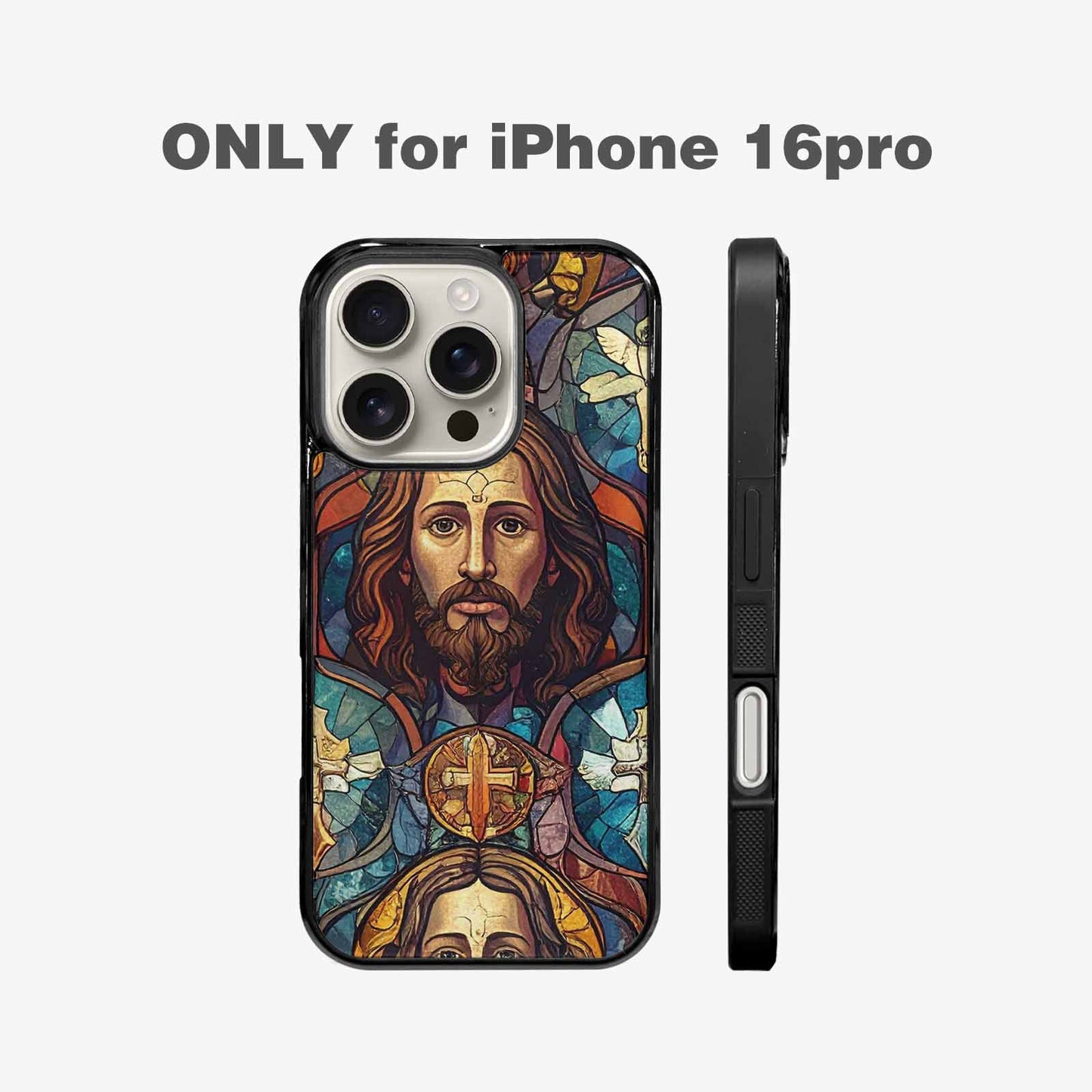 iPhone 16 Pro Case — Jesus Face Small Cross And Faith, Personalized Phone Case