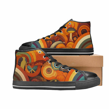 MEN'S Groovy 70S Peace High Top Canvas Wallpaper Art Sneakers