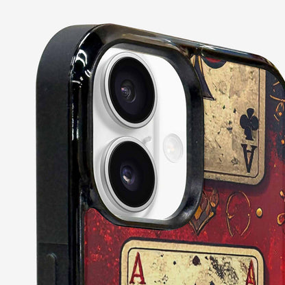 iPhone 16 Plus Case — Playing Card Suits Pattern Poker Chips, Original Design Phone Case