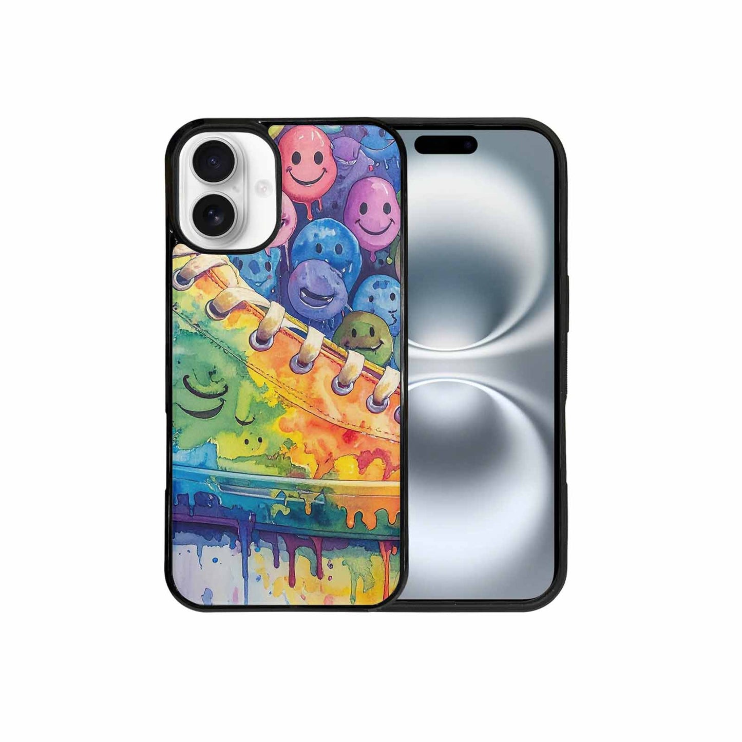 iPhone 16 Plus Case — Smiley Facessmiley Faces Tie D, Custom Printed Phone Case