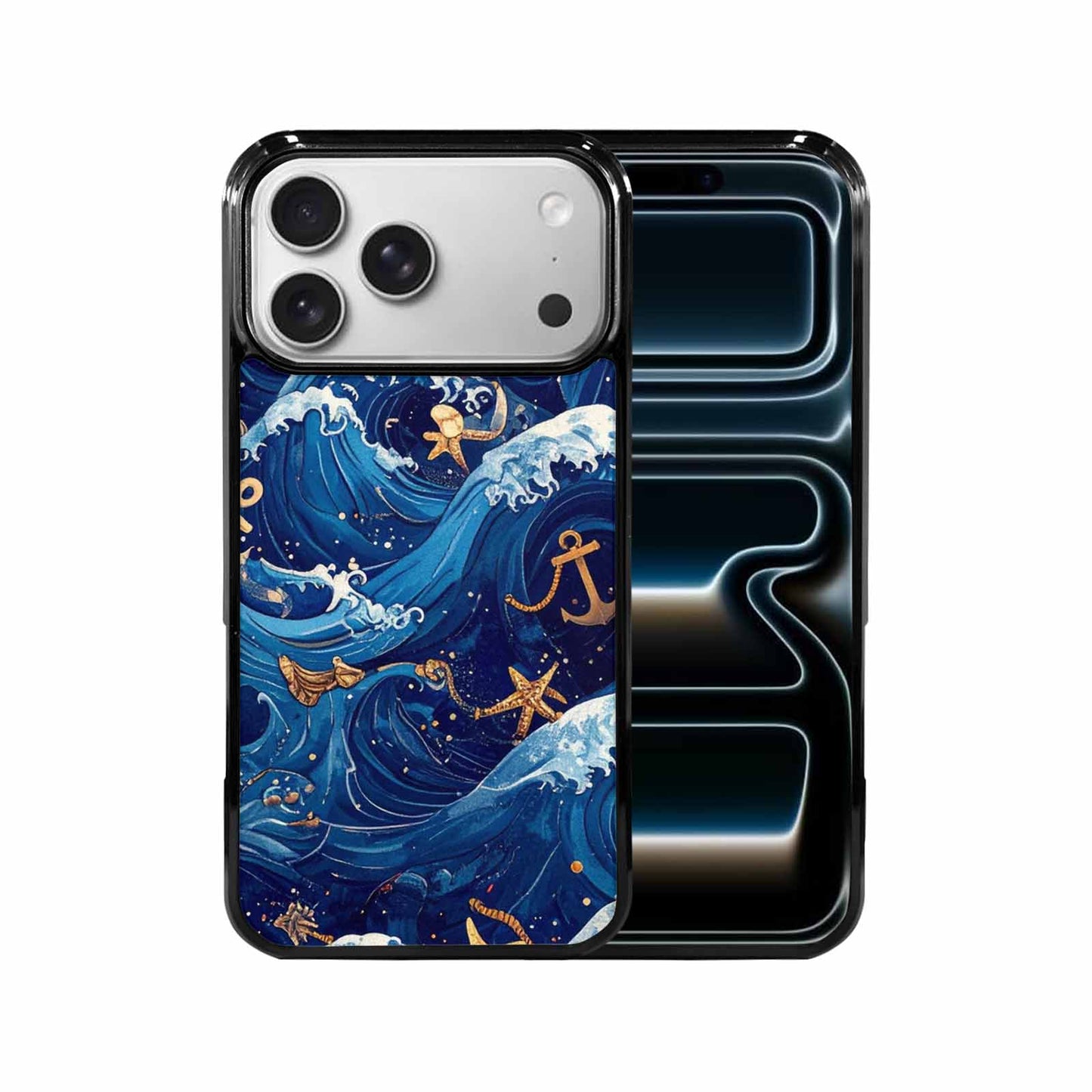 iPhone 17 Pro Max Case — Small Ocean Wave Pattern, Original Art, Custom Printed Phone Case
