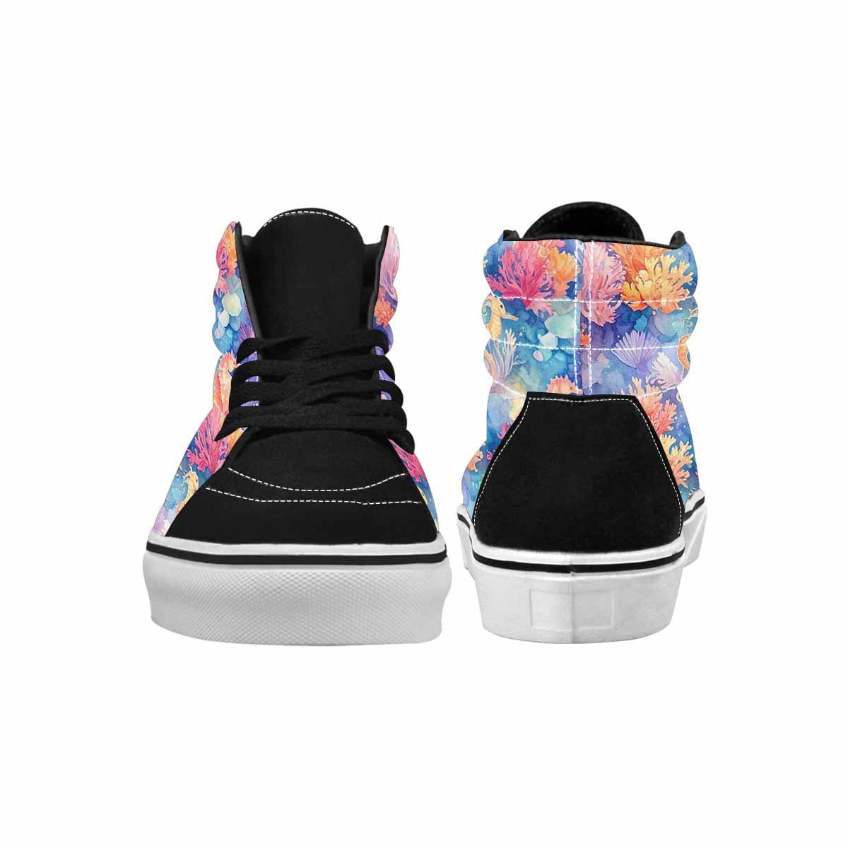 WOMEN'S Fish Scale Coral High Top Canvas Vibrant Chaos Shoes
