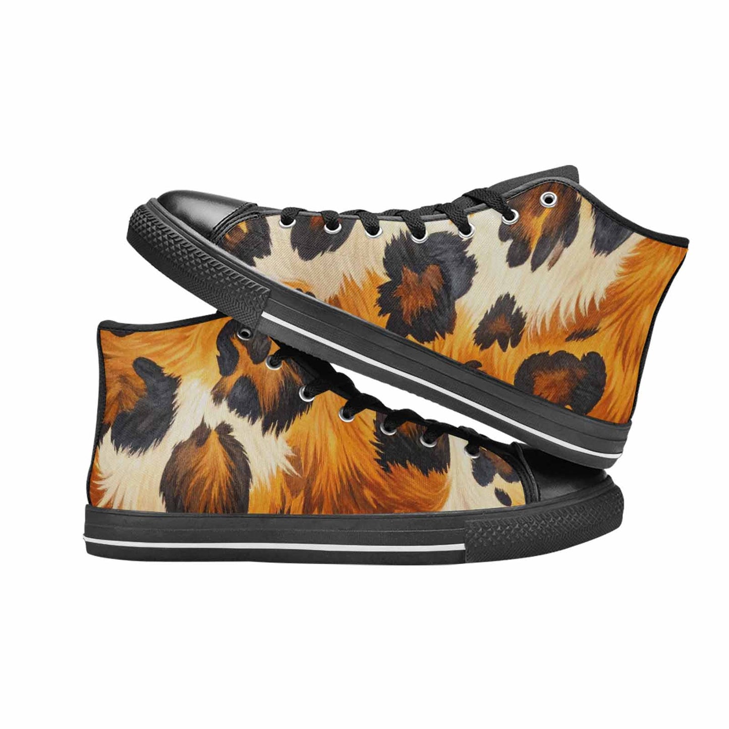 WOMEN'S Cow Animal Print High Top Canvas Dark Academia Custom Shoes