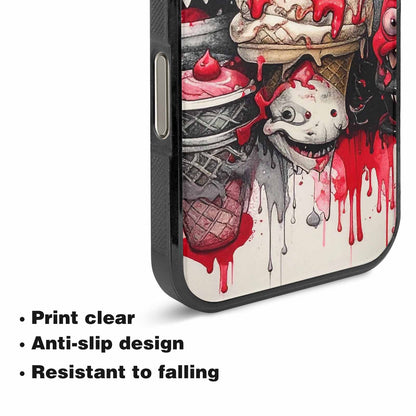 iPhone 16 Pro Case — Ice Cream Monsters Black Red Ink, Custom Phone Case