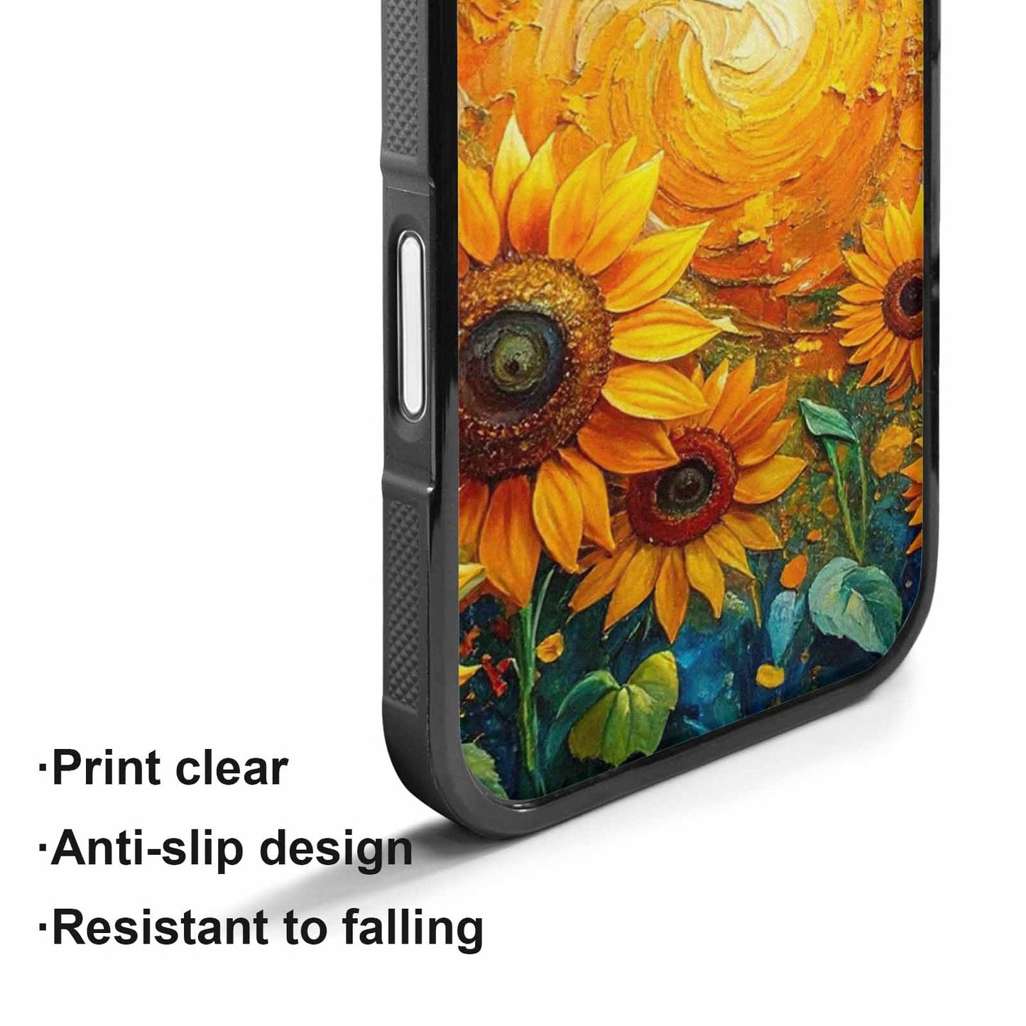 iPhone 17 Case — Impressionist Sunflower Brushstroke Pattern Floral, Custom Printed Phone Case