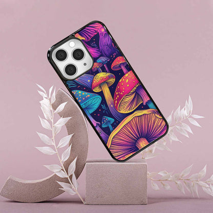 iPhone 15 Pro Max Case — Mushroom Psychedelic Art Seamless Pattern Vibrant, Personalized Phone Case